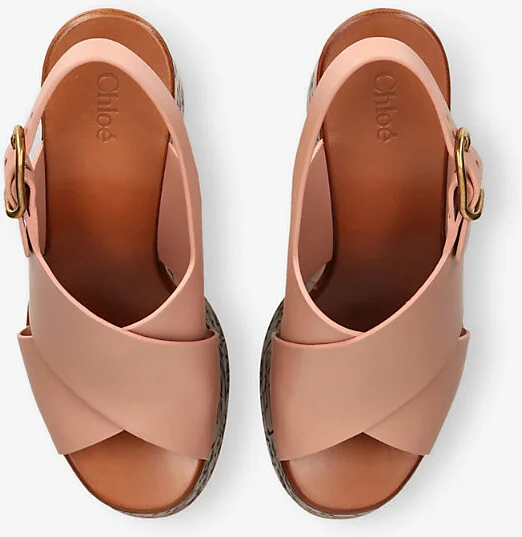Womens Pink Maxime Leather Platform Wedge Sandals Eur 39 / 6 Uk Women - Image 2