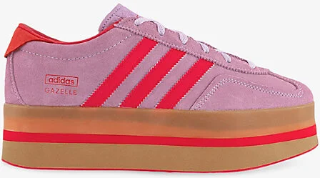 Womens Pink Orange Pink Gazelle Stack Suede Low-Top Trainers Eur 40.5 / 7.5 Uk Women