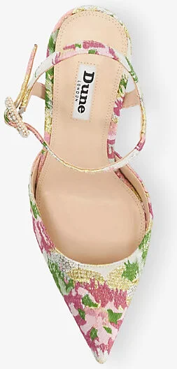 Womens Pink Plain Synthetic Channel Floral-Print Woven Courts Eur 39 / 6 Uk Women - Image 2
