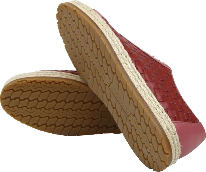 Women's Pink / Red Leather Woven Lace Ups Sneakers - Image 8