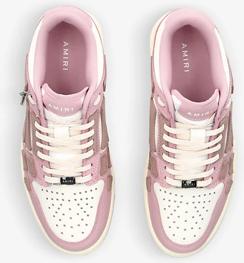 Womens Pink Skel Panelled Leather Low-Top Trainers Eur 41 / 8 Uk Women - Image 2