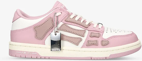 Womens Pink Skel Panelled Leather Low-Top Trainers Eur 41 / 8 Uk Women