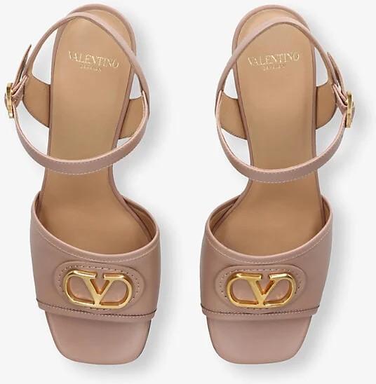 Womens Pink Vlogo Signature 75 Leather Heeled Sandals Eur 39 / 6 Uk Women - Image 2
