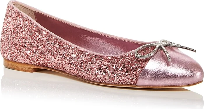 Women's Pirouette Bow Embellished Ballet Flats