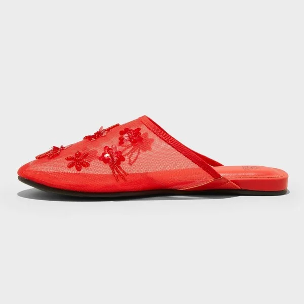 Women's Pixie Floral Mesh Slip-On Mule Flats with Memory Foam Insole - Wild Fable™ : Backless, Textured Outsole - Image 3