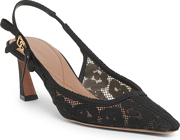 Women's Pizzo Leo Lace 65MM Slingback Pumps - Nero - Size 7.5 - Image 2