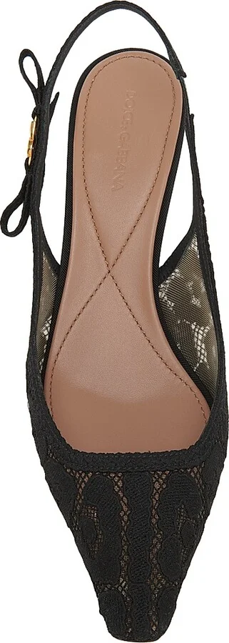 Women's Pizzo Leo Lace 65MM Slingback Pumps - Nero - Size 7.5 - Image 4