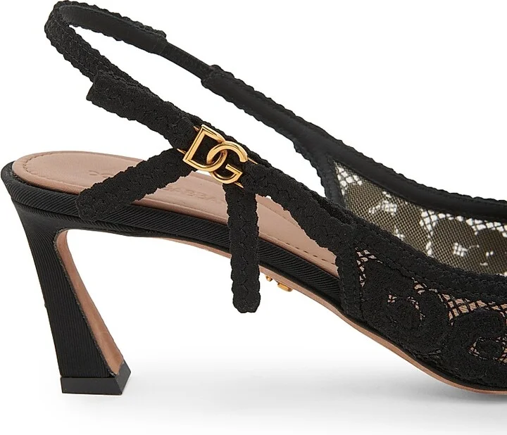 Women's Pizzo Leo Lace 65MM Slingback Pumps - Nero - Size 7.5 - Image 5