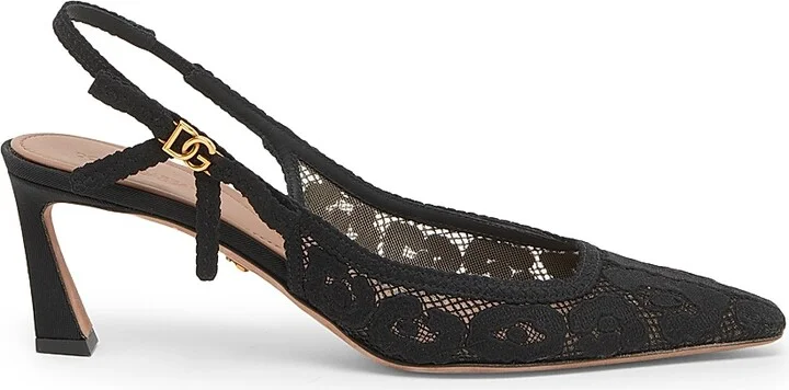 Women's Pizzo Leo Lace 65MM Slingback Pumps - Nero - Size 7.5