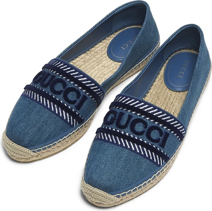 Women's Plain Spain Denim Espadrilles - Turquoise - Size 5 - Image 4