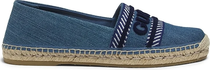 Women's Plain Spain Denim Espadrilles - Turquoise - Size 5