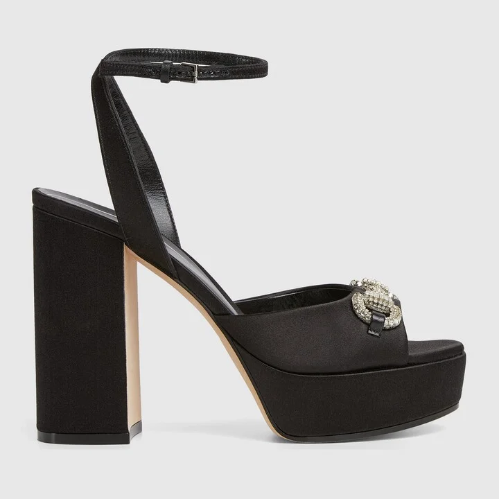 Women's platform sandal with crystal Horsebit