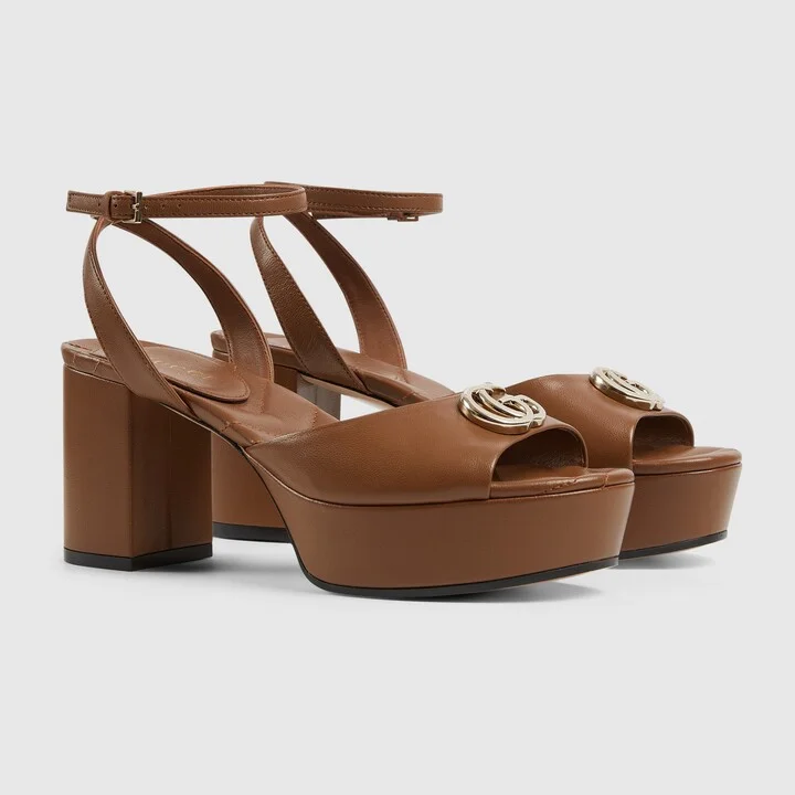 Women's platform sandal with Double G - Image 2