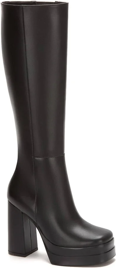 Women's Platform Tall Riding Boots In Black