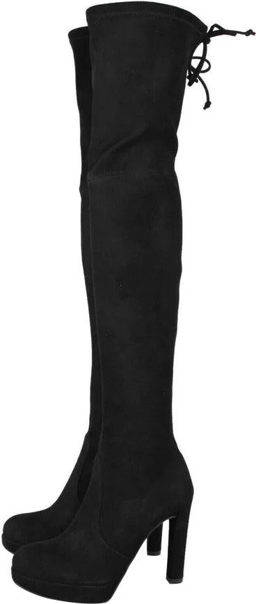 Women's Plathighland Black Suede Over-the-knee Boot - Image 4
