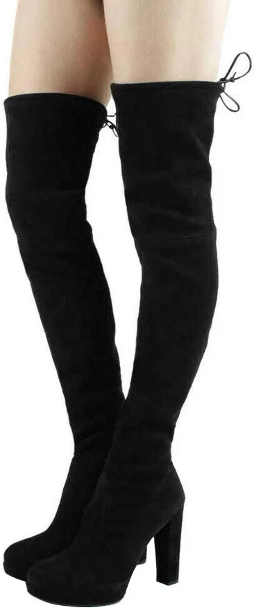 Women's Plathighland Black Suede Over-the-knee Boot