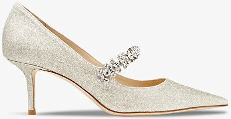 Womens Platinum Ice Bing 65 Glitter-Embellished Leather Heeled Mules Eur 37.5 / 4.5 Uk Women