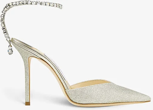 Womens Platinum Ice/Crystal Saeda 100 Suede Heeled Courts Eur 36.5 / 3.5 Uk Women