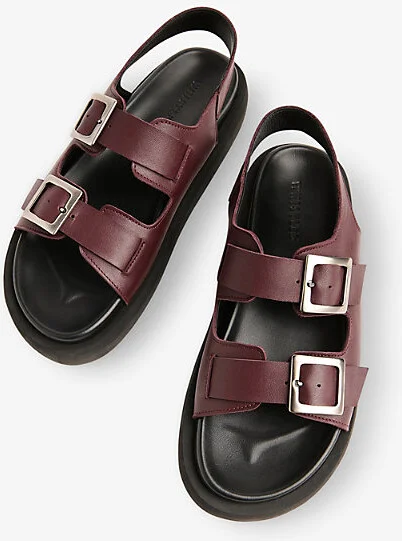 Womens Plum/Claret Mae Flat Leather Sandals Eur 40 / 7 Uk Women - Image 2