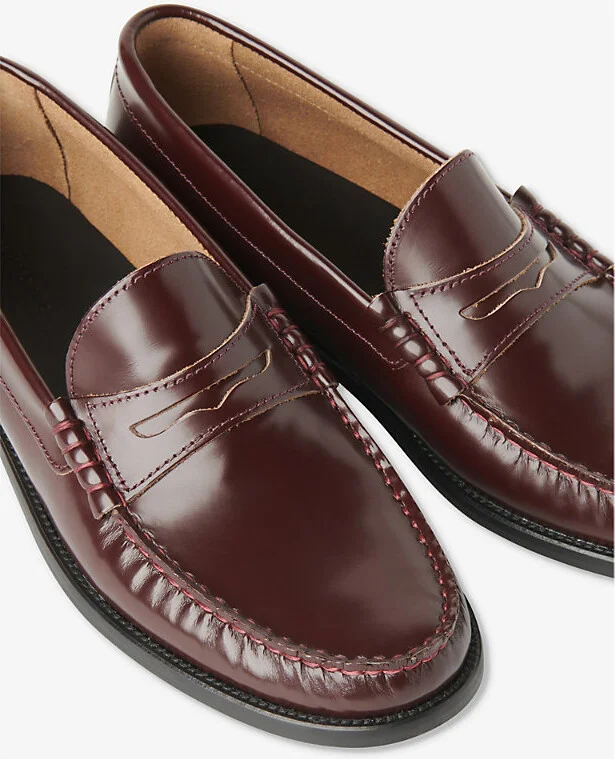 Womens Plum/Claret Manny Penny-Slot Patent-Leather Loafers Eur 38/5 Uk Women - Image 2