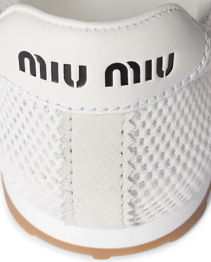 Women's Plume Mesh and Suede Sneakers - White - Size 6 - Image 2