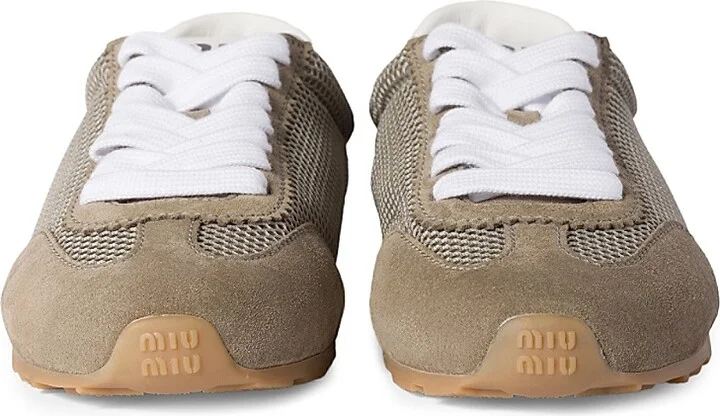 Women's Plume Mesh and Suede Sneakers - White - Size 6 - Image 4