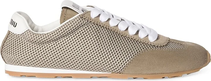 Women's Plume Mesh and Suede Sneakers - White - Size 6 - Image 6