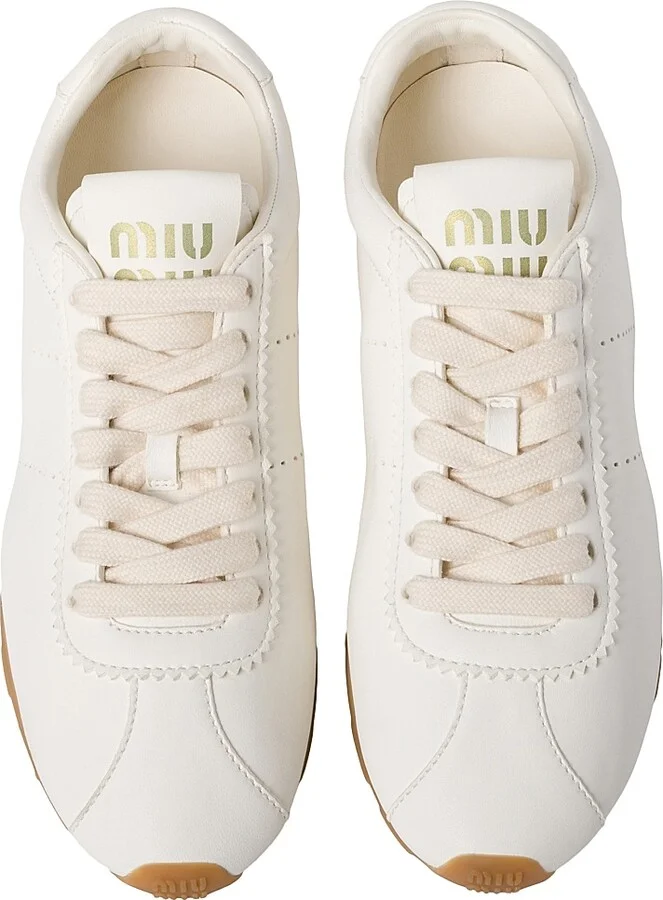 Women's Plume Nappa Leather Sneakers - White - Size 5 - Image 2
