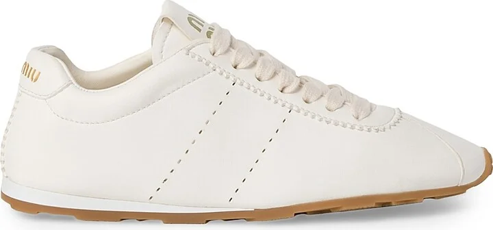 Women's Plume Nappa Leather Sneakers - White - Size 5