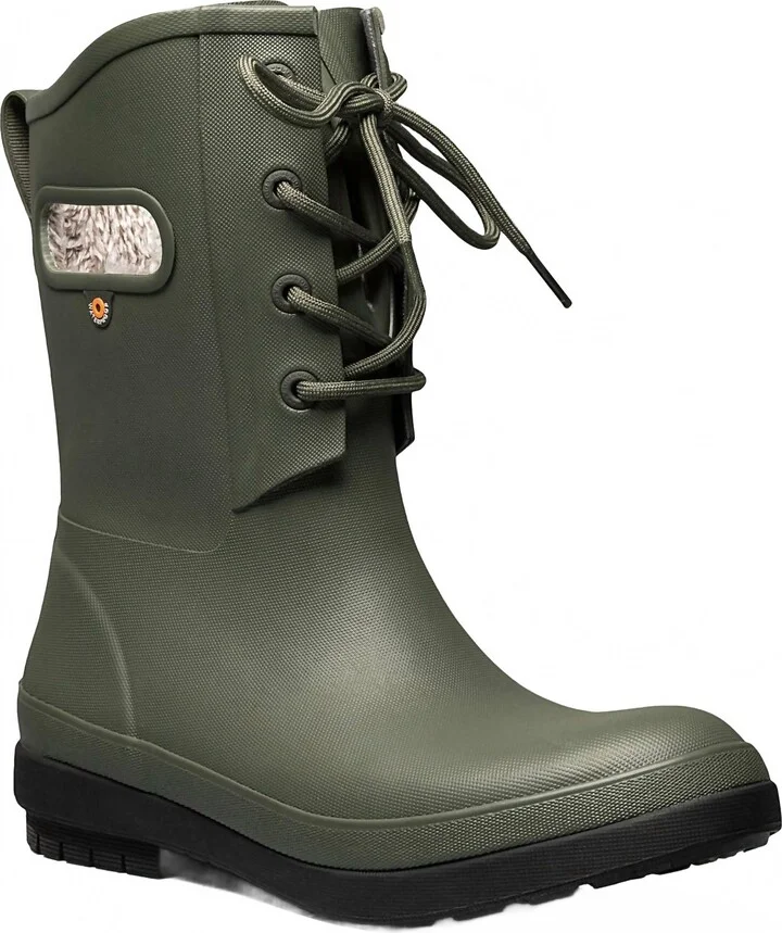 Women's Plush Lined Amanda Boots In Dark Green