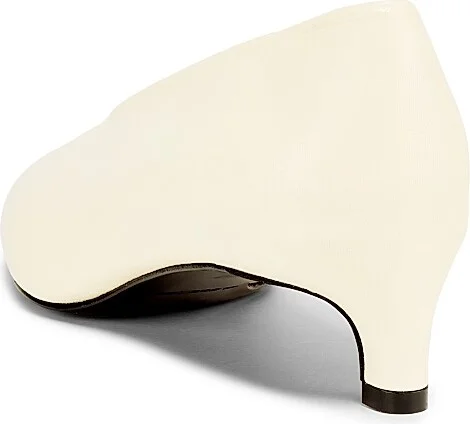 Women's Point-Toe Leather Pumps - Chalk - Size 7 - Image 3