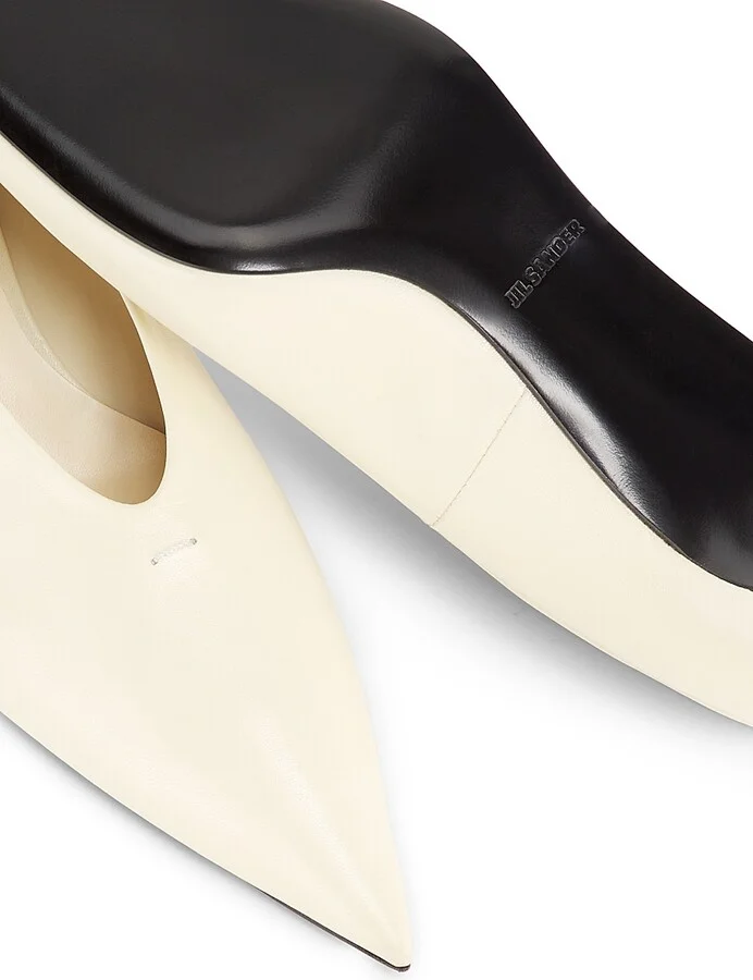 Women's Point-Toe Leather Pumps - Chalk - Size 7 - Image 6