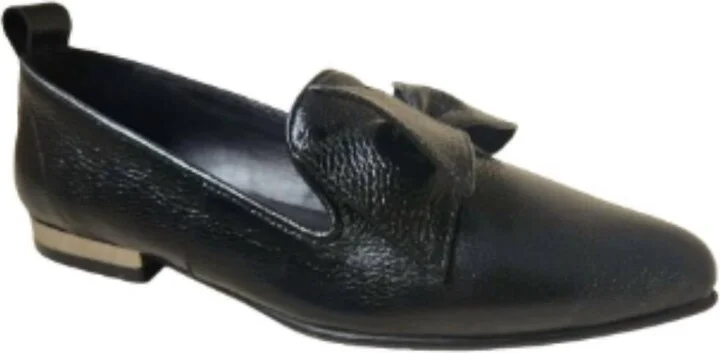 Women's Pointed Toe Flat Shoes In Black Shimmer