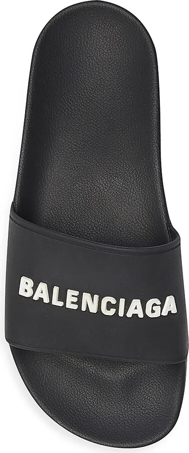 Women's Pool Slide Sandals - Black White - Size 6 - Image 4