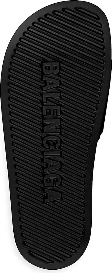 Women's Pool Slide Sandals - Black White - Size 6 - Image 5