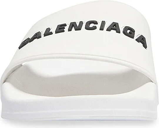 Women's Pool Slide Sandals - Black White - Size 6 - Image 7