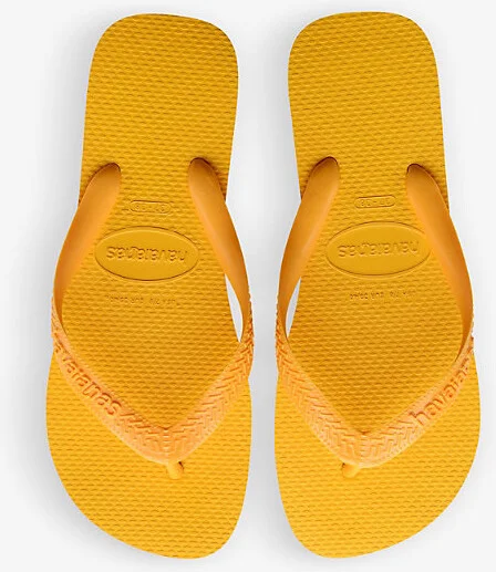 Womens Pop Yellow Top Rubber Flip Flops 1/2 - Image 2