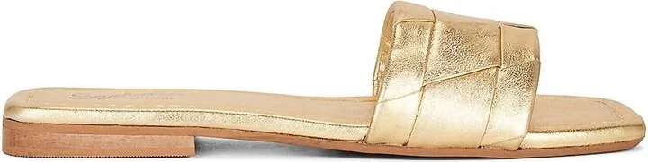 Women's Portland Leather Slide Flat Sandals In Metallic Gold