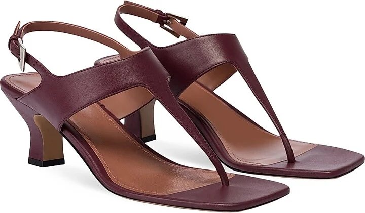 Women's Portofino 55MM Leather T-Strap Sandals - Rouge Noir - Size 7 - Image 2