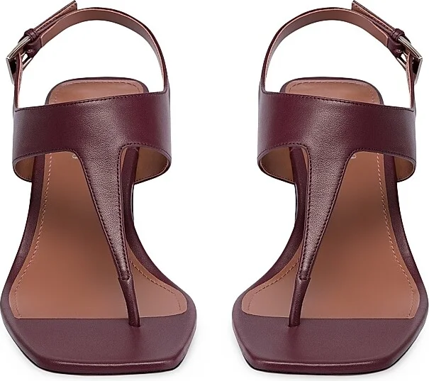 Women's Portofino 55MM Leather T-Strap Sandals - Rouge Noir - Size 7 - Image 4