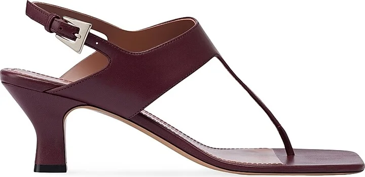 Women's Portofino 55MM Leather T-Strap Sandals - Rouge Noir - Size 7