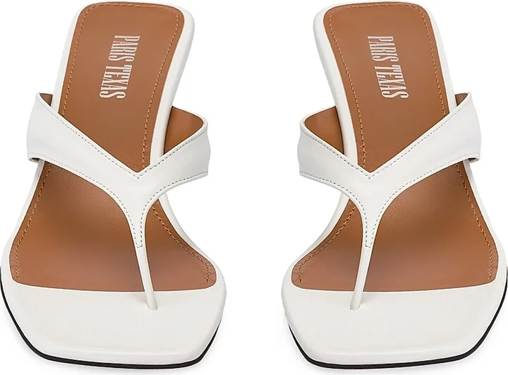 Women's Portofino 55MM Leather Thong Mules - White - Size 7 - Image 3
