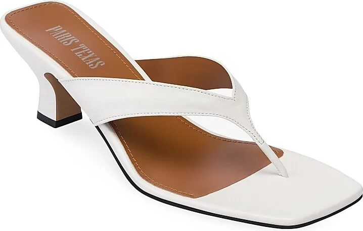 Women's Portofino 55MM Leather Thong Mules - White - Size 7 - Image 5