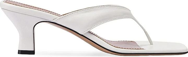 Women's Portofino 55MM Leather Thong Mules - White - Size 7