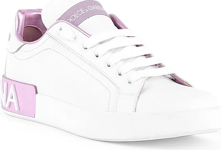 Women's Portofino Leather Sneakers - Bianco Rosa - Size 5 - Image 2