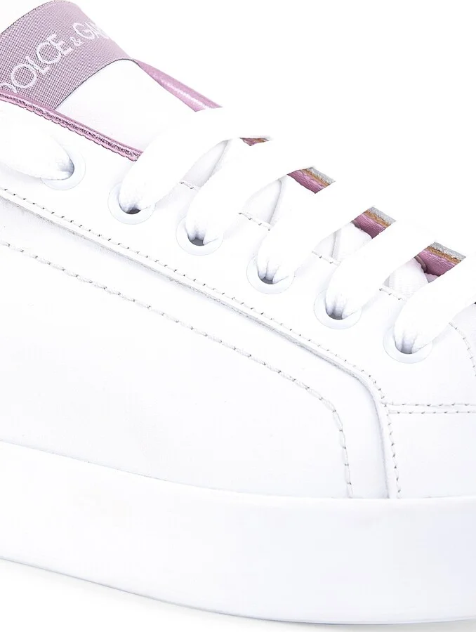 Women's Portofino Leather Sneakers - Bianco Rosa - Size 5 - Image 6