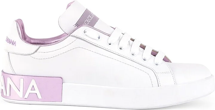 Women's Portofino Leather Sneakers - Bianco Rosa - Size 5