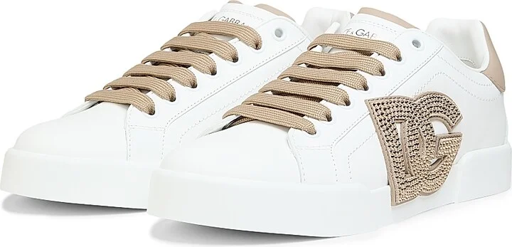 Women's Portofino Leather Sneakers - Bianco Taupe - Size 5 - Image 2