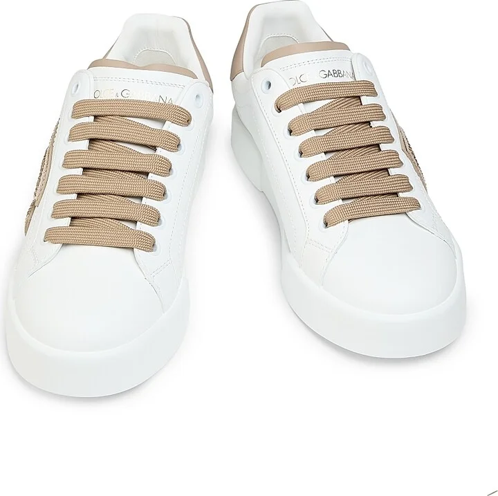 Women's Portofino Leather Sneakers - Bianco Taupe - Size 5 - Image 4