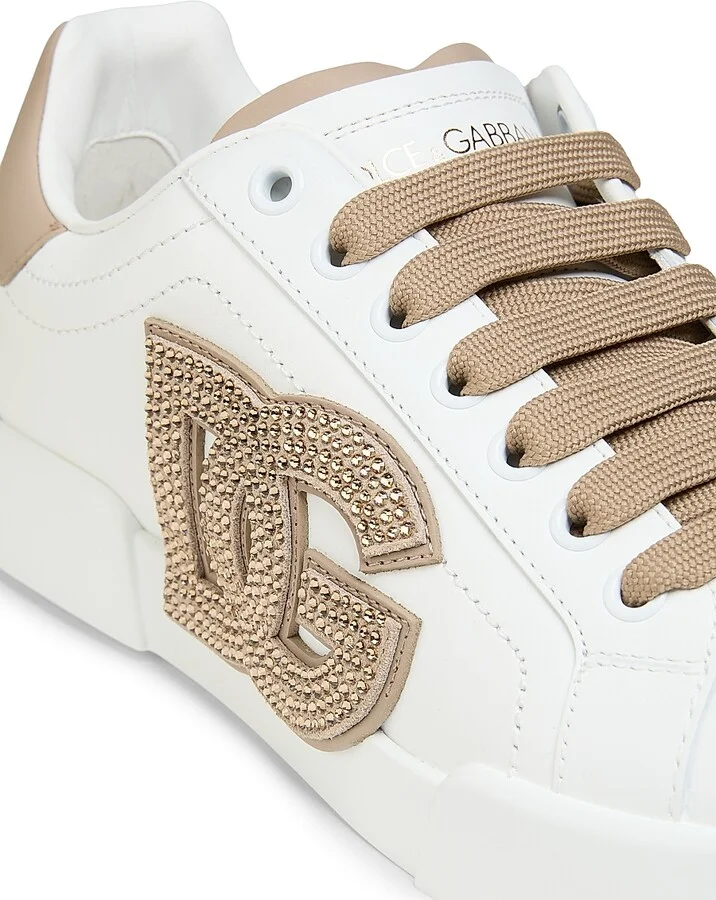 Women's Portofino Leather Sneakers - Bianco Taupe - Size 5 - Image 5